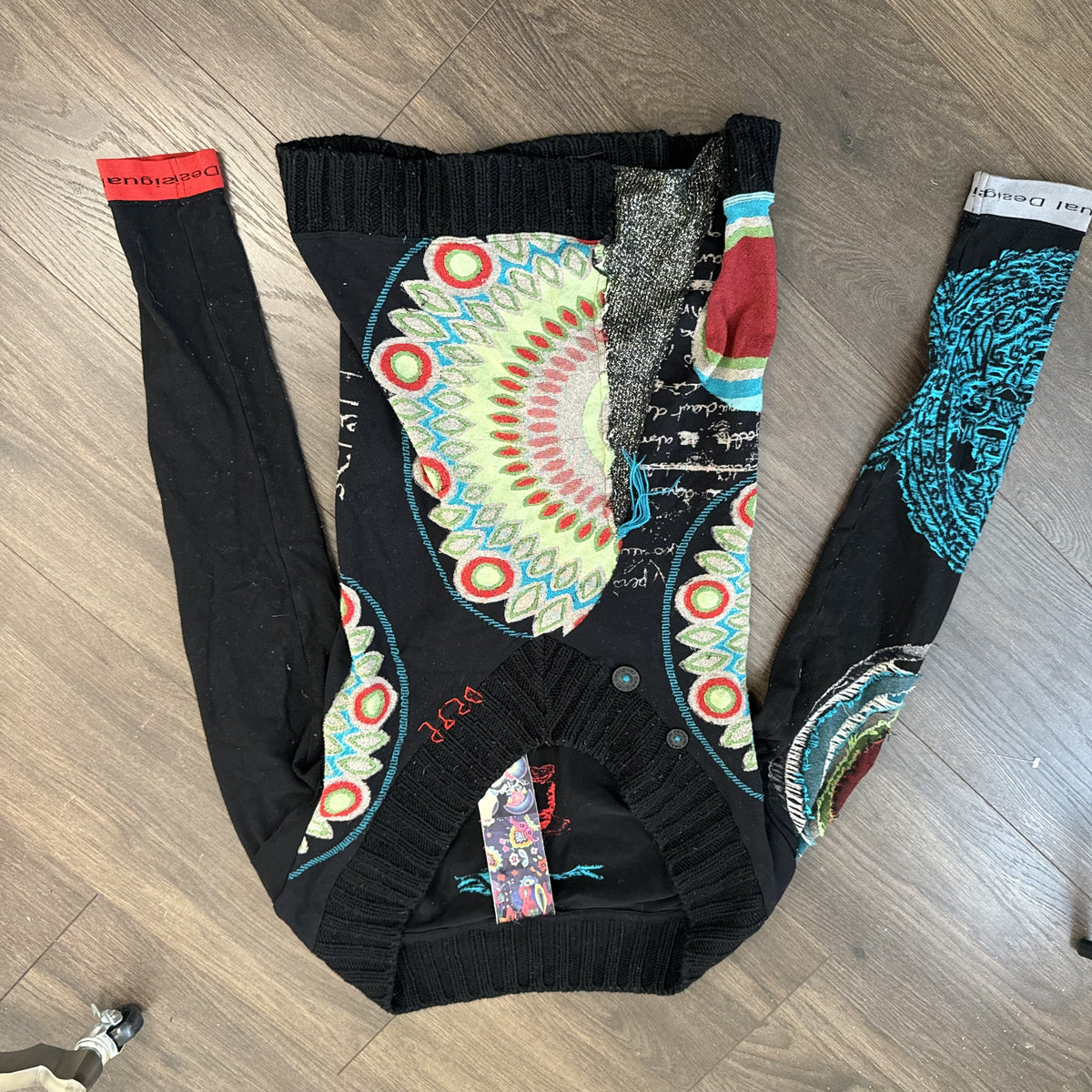Vintage Desigual Deep V Neck Long Sleeve Sweater Mini Dress – view 10