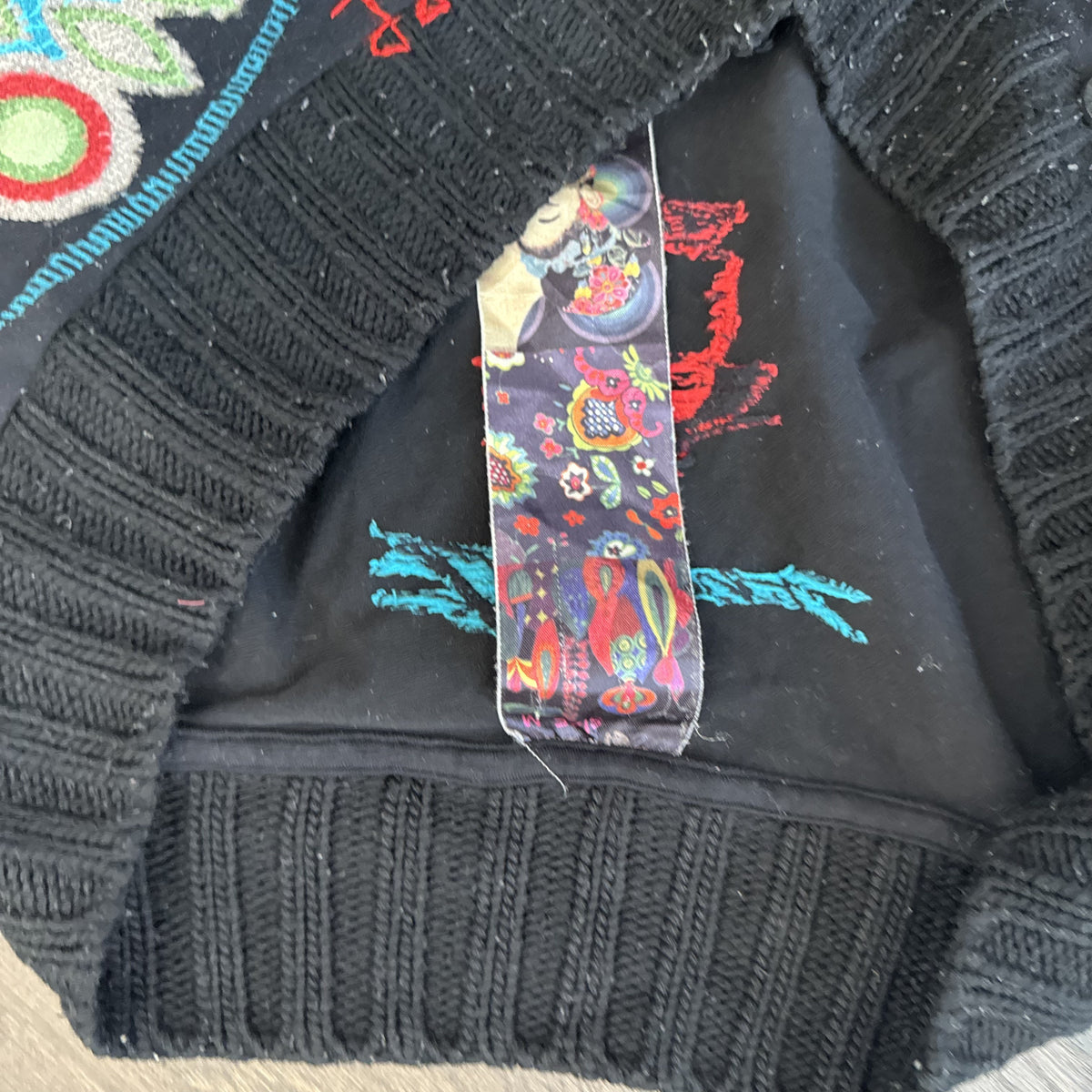 Vintage Desigual Deep V Neck Long Sleeve Sweater Mini Dress – view 7
