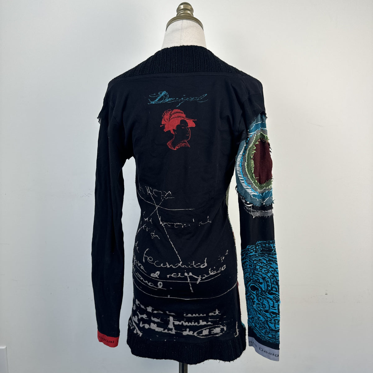 Vintage Desigual Deep V Neck Long Sleeve Sweater Mini Dress – view 6