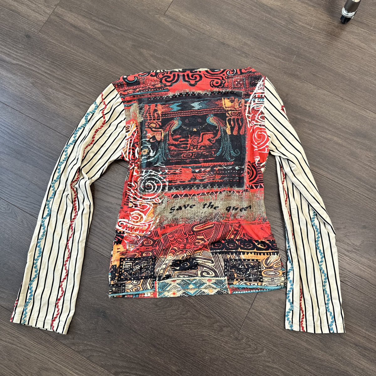 Vintage Save the Queen Graphic Print Boat Neck Bell Sleeve Top – view 11