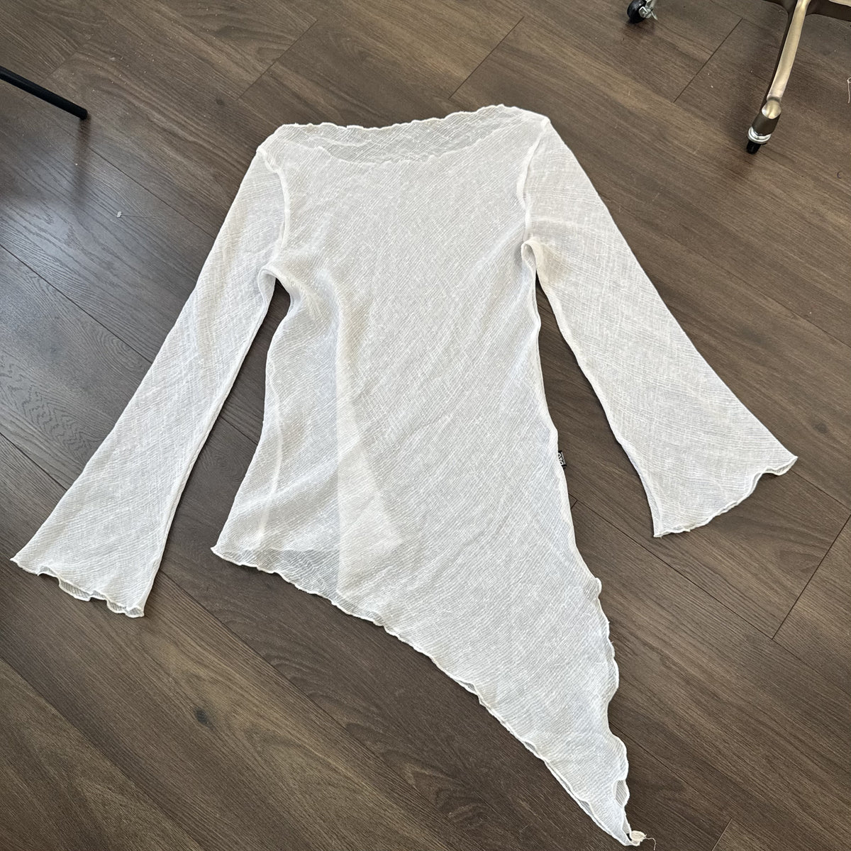 Dolce & Gabbana White Semi Sheer Off Shoulder Bell Sleeve Top – view 11