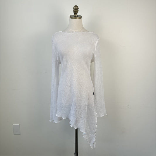 Dolce & Gabbana White Semi Sheer Off Shoulder Bell Sleeve Top – view 2