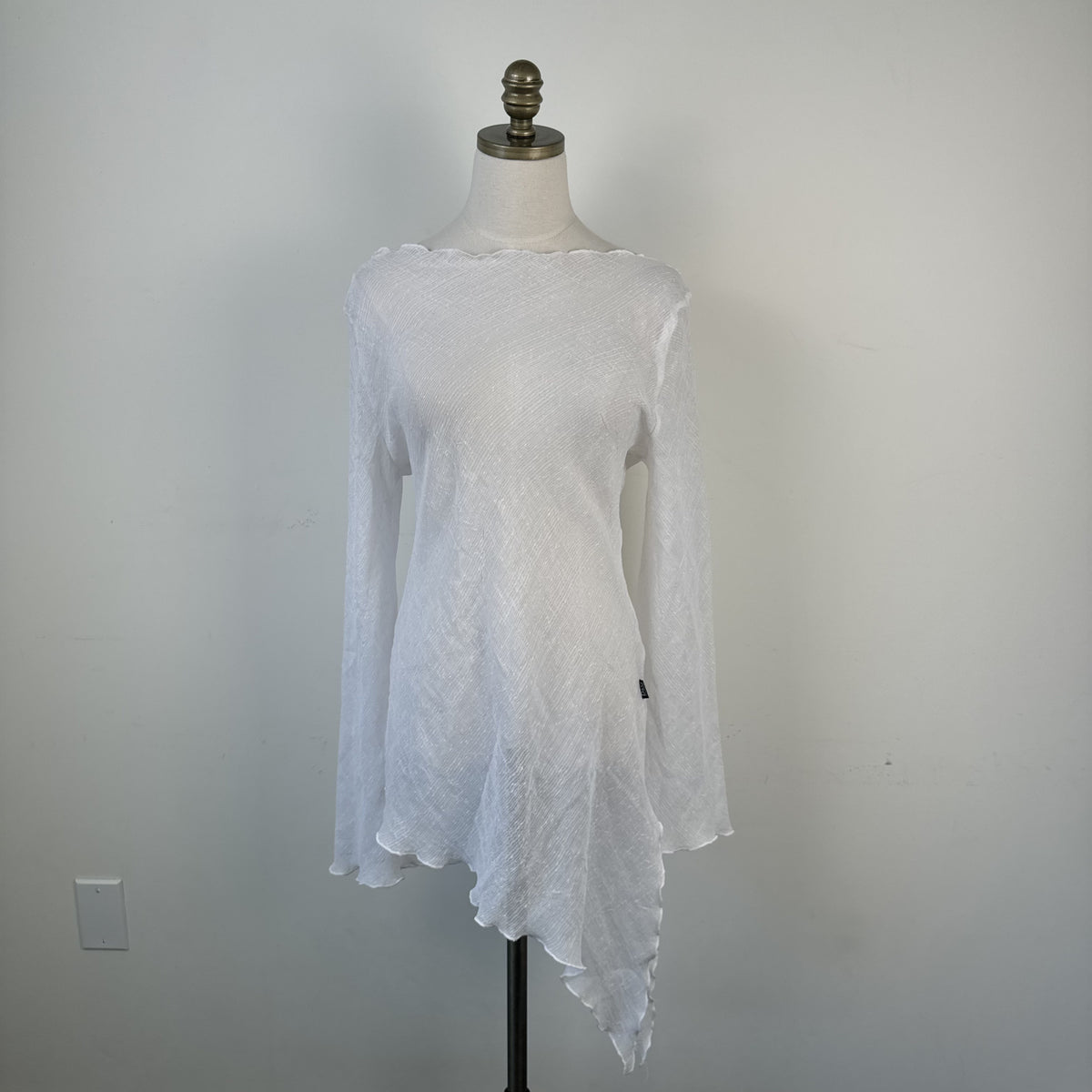 Dolce & Gabbana White Semi Sheer Off Shoulder Bell Sleeve Top – view 3