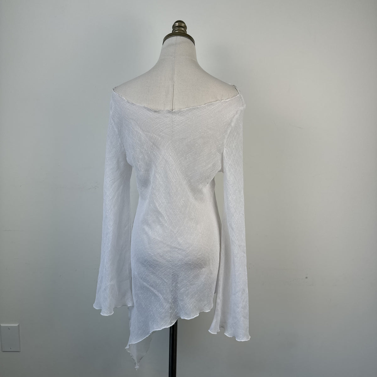 Dolce & Gabbana White Semi Sheer Off Shoulder Bell Sleeve Top – view 5