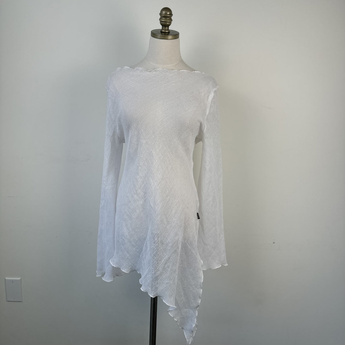 Dolce & Gabbana White Semi Sheer Off Shoulder Bell Sleeve Top – view 6