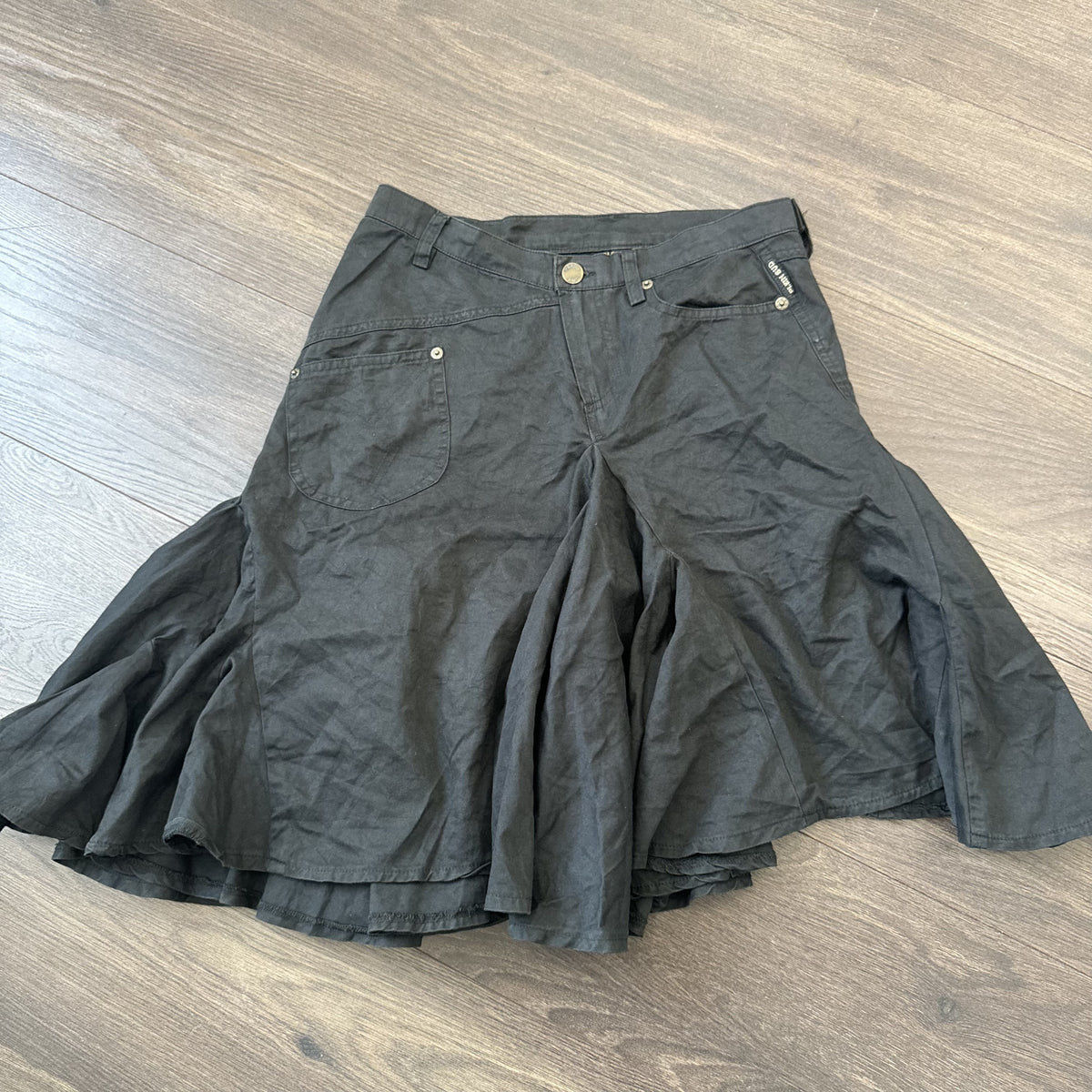 Vintage Plein Sud Black Ruffled Pleated Midi Skirt – view 12
