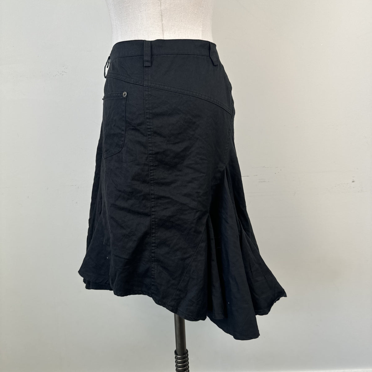 Vintage Plein Sud Black Ruffled Pleated Midi Skirt – view 5