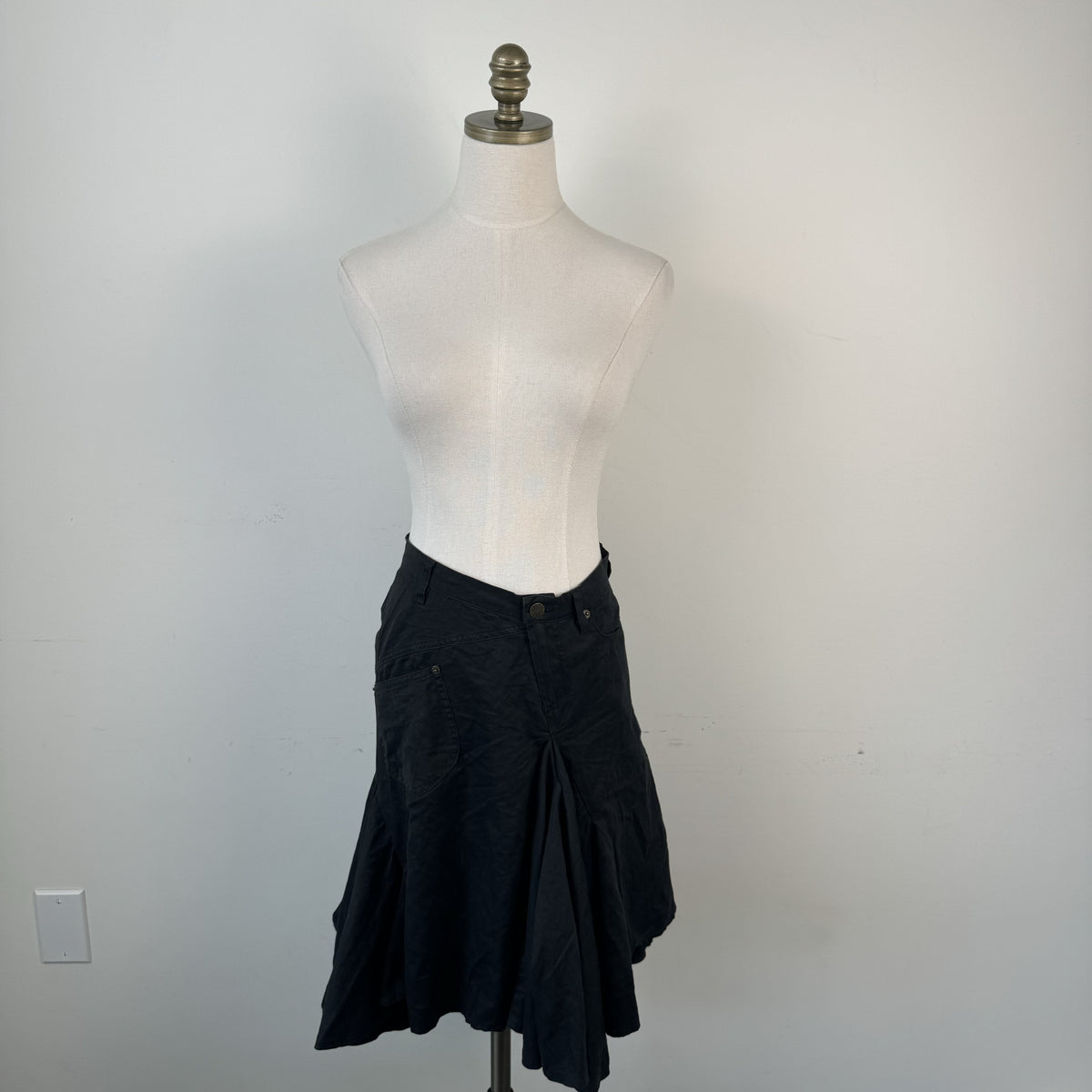 Vintage Plein Sud Black Ruffled Pleated Midi Skirt – view 7