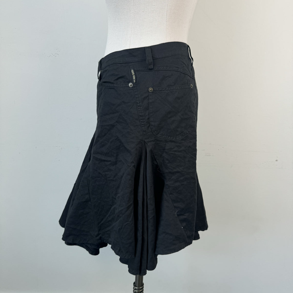 Vintage Plein Sud Black Ruffled Pleated Midi Skirt – view 8