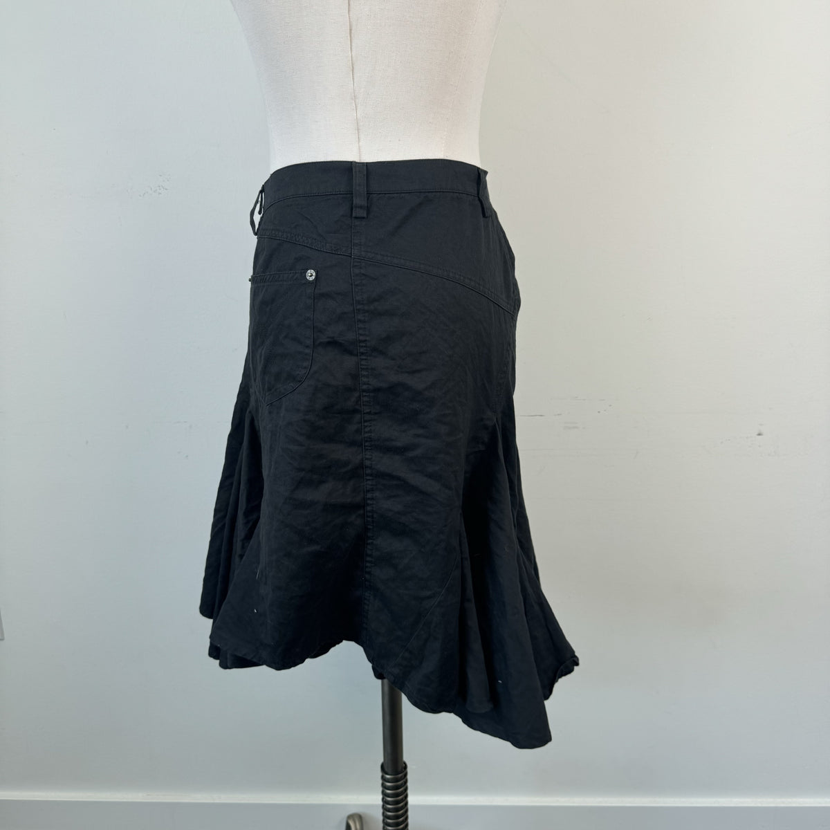 Vintage Plein Sud Black Ruffled Pleated Midi Skirt – view 9