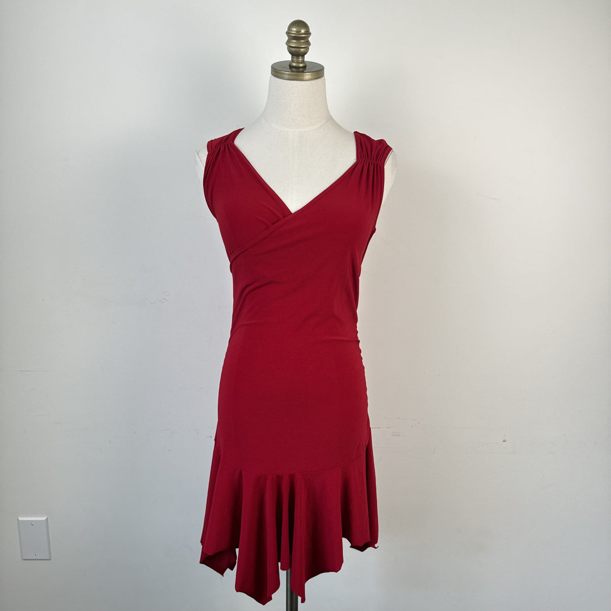 Vintage Jennyfer Red Ruched Babydoll Drop Waist Mini Dress – view 2