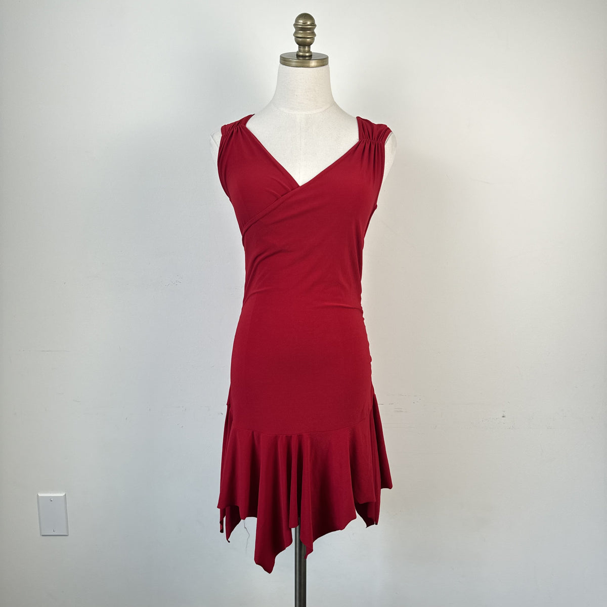 Vintage Jennyfer Red Ruched Babydoll Drop Waist Mini Dress – view 6