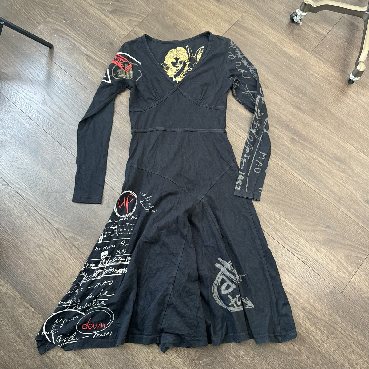 Desigual Vintage Black Graphic Print Babydoll Midi Dress – view 10