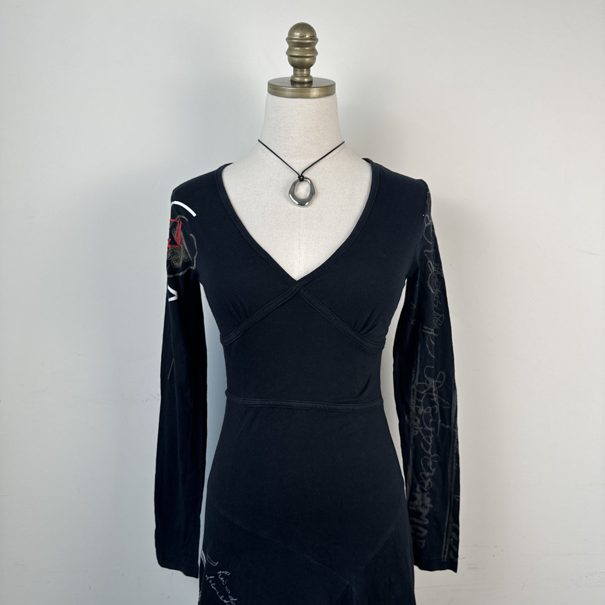 Desigual Vintage Black Graphic Print Babydoll Midi Dress – view 8