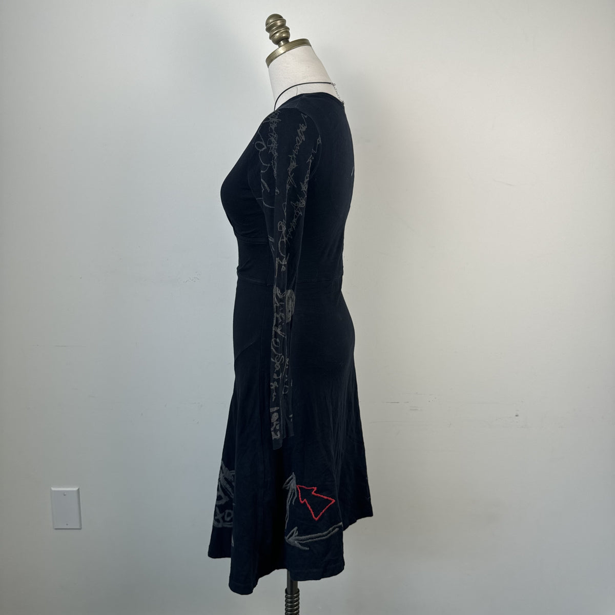 Desigual Vintage Black Graphic Print Babydoll Midi Dress – view 3