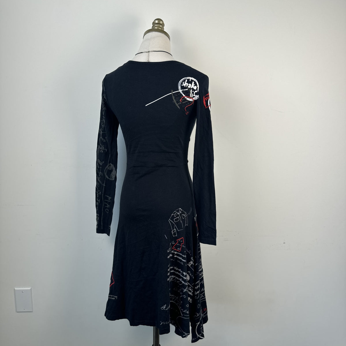 Desigual Vintage Black Graphic Print Babydoll Midi Dress – view 4