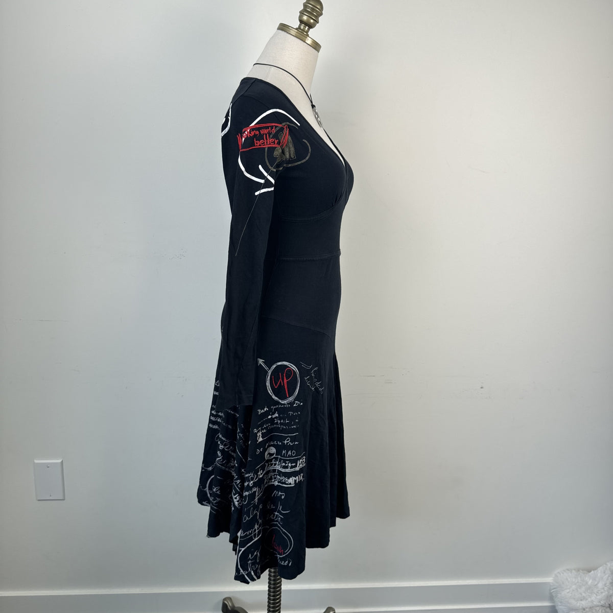 Desigual Vintage Black Graphic Print Babydoll Midi Dress – view 5