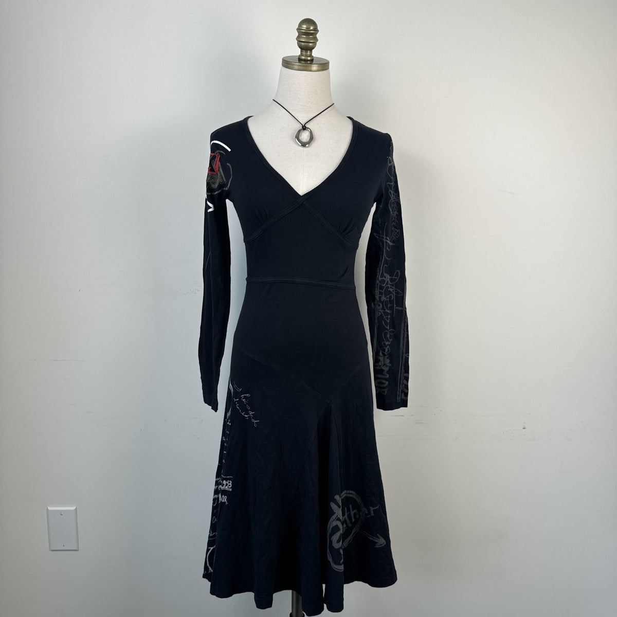 Desigual Vintage Black Graphic Print Babydoll Midi Dress – view 6
