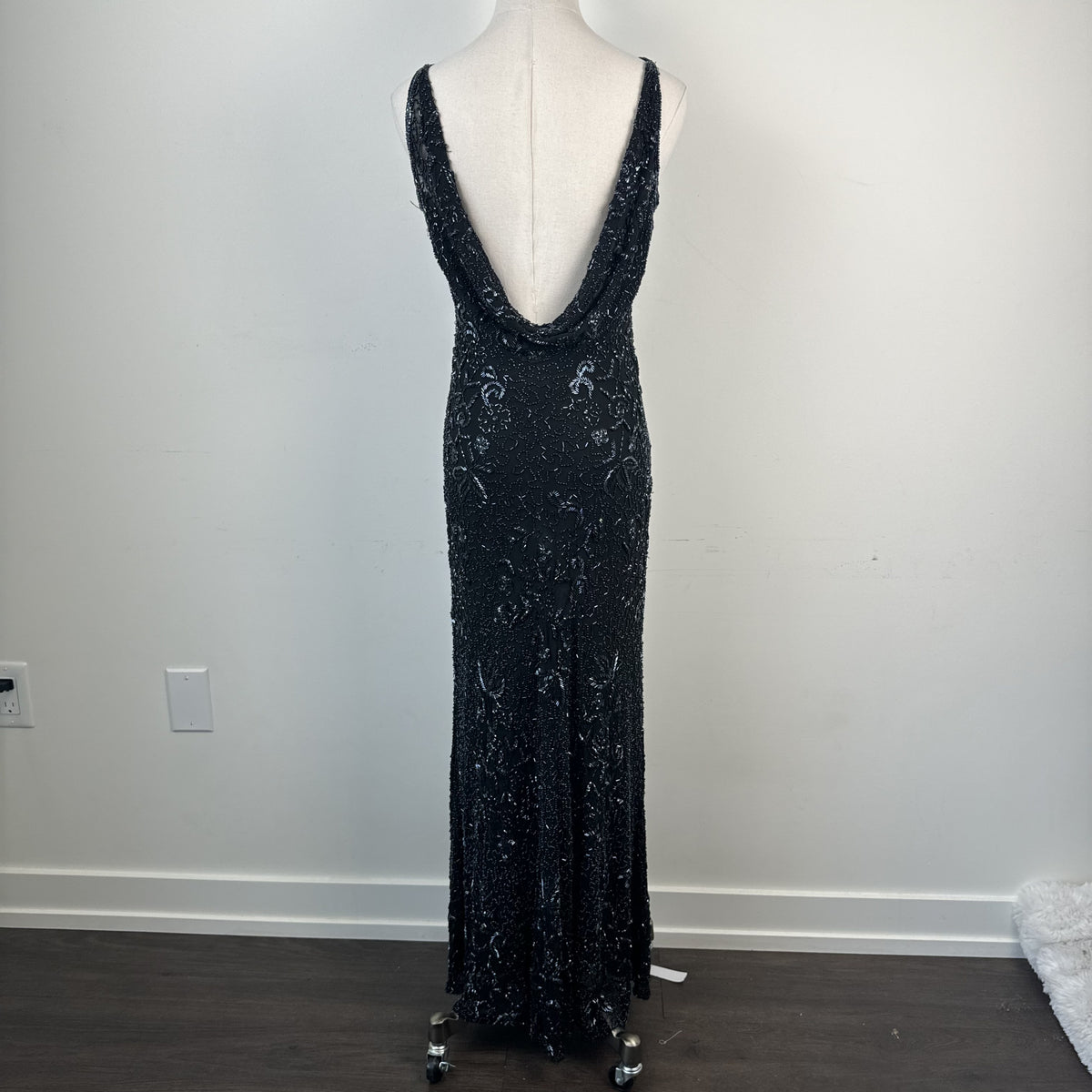 Vintage After Six Beaded Chiffon Backless High Neck Maxi Dress – view 2