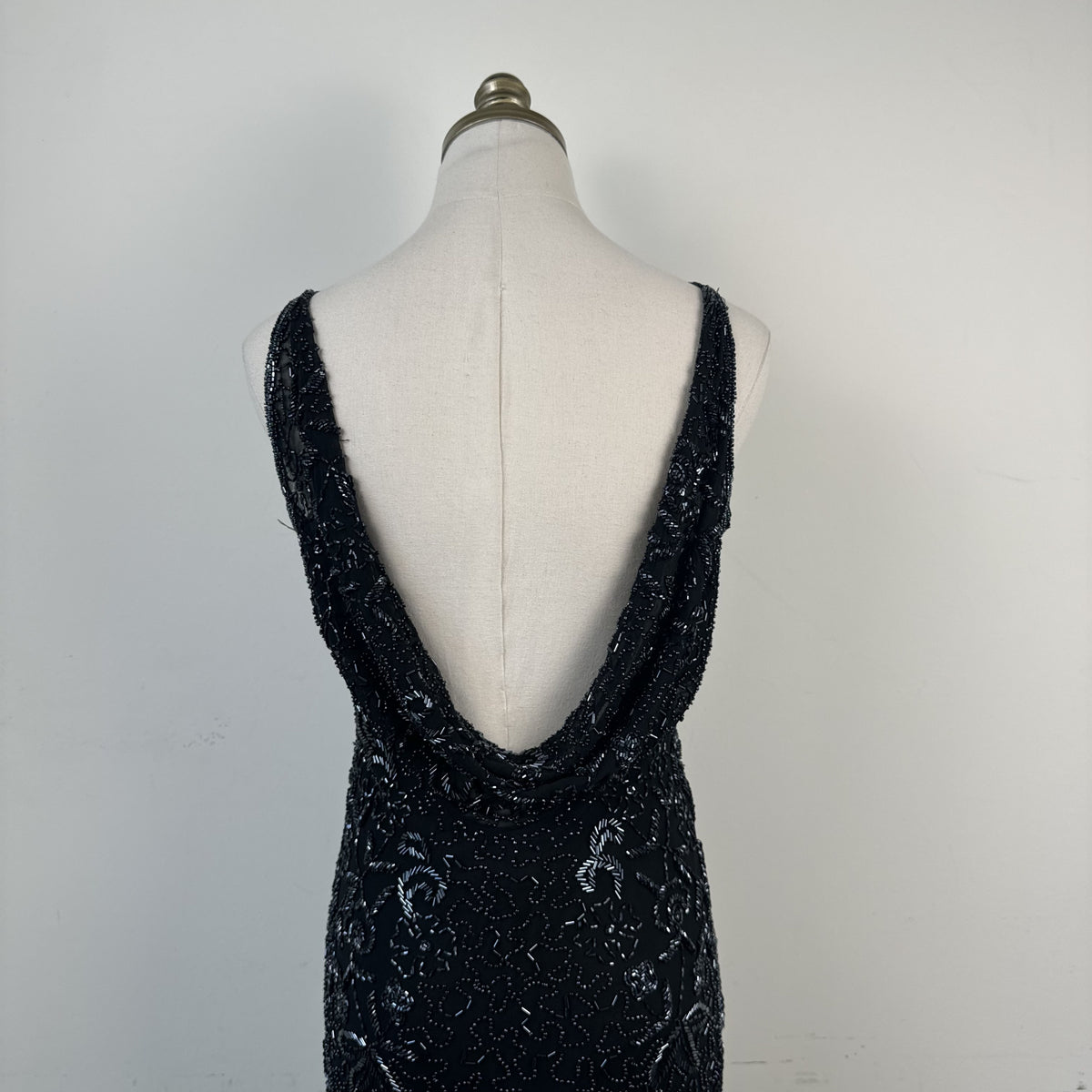 Vintage After Six Beaded Chiffon Backless High Neck Maxi Dress – view 11