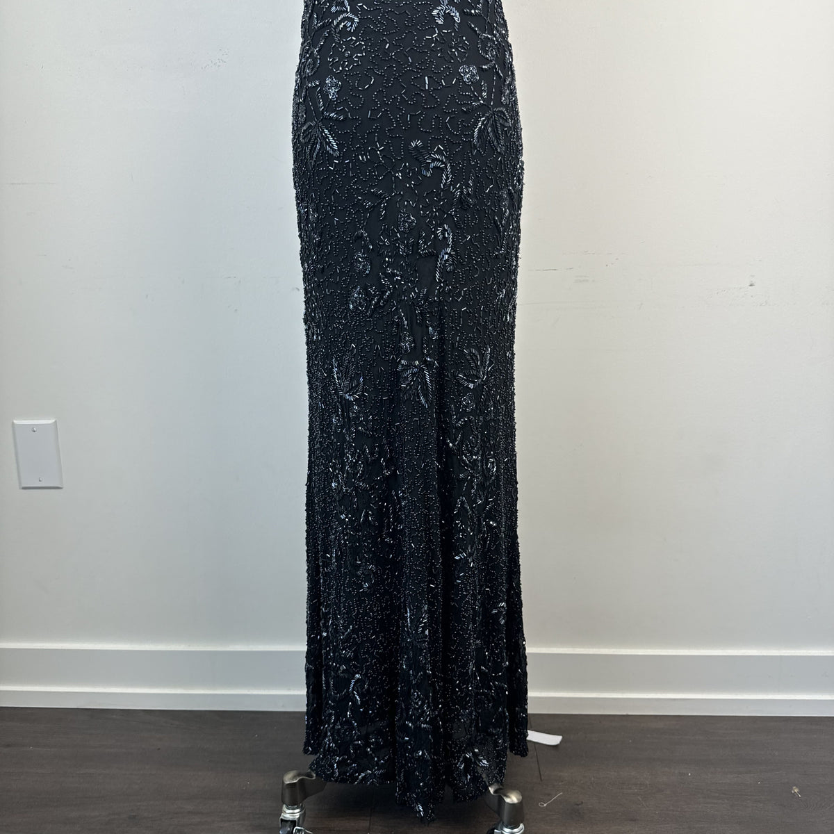Vintage After Six Beaded Chiffon Backless High Neck Maxi Dress – view 12