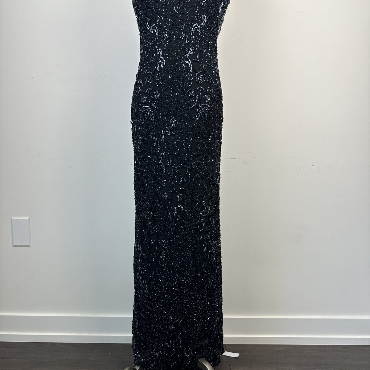 Vintage After Six Beaded Chiffon Backless High Neck Maxi Dress – view 5