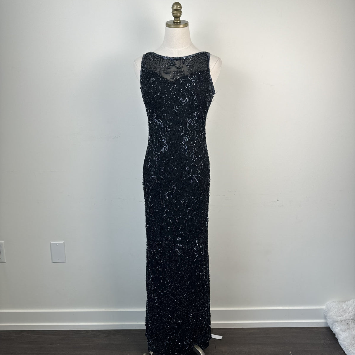 Vintage After Six Beaded Chiffon Backless High Neck Maxi Dress – view 6
