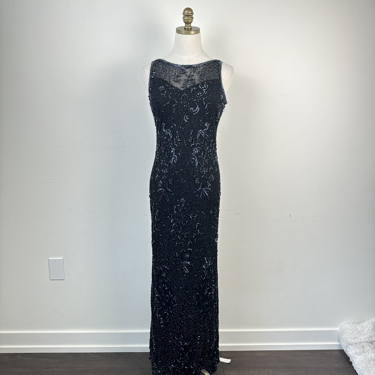 Vintage After Six Beaded Chiffon Backless High Neck Maxi Dress – view 7