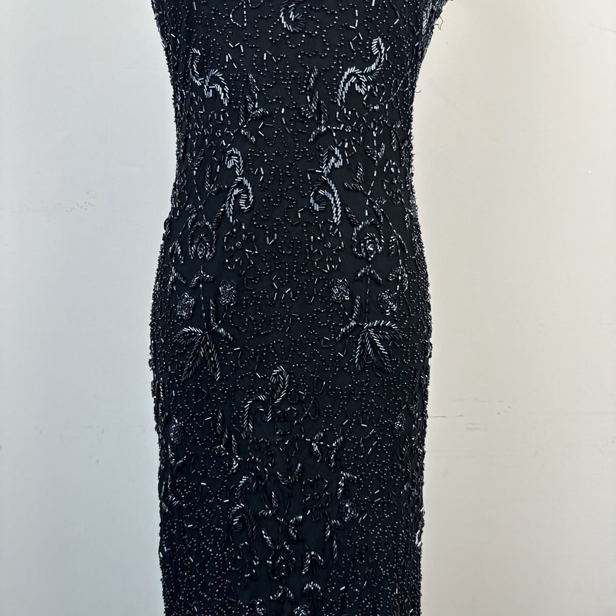 Vintage After Six Beaded Chiffon Backless High Neck Maxi Dress – view 13