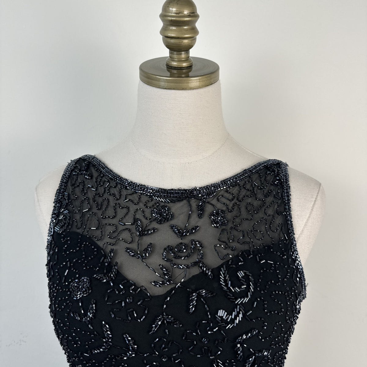 Vintage After Six Beaded Chiffon Backless High Neck Maxi Dress – view 14