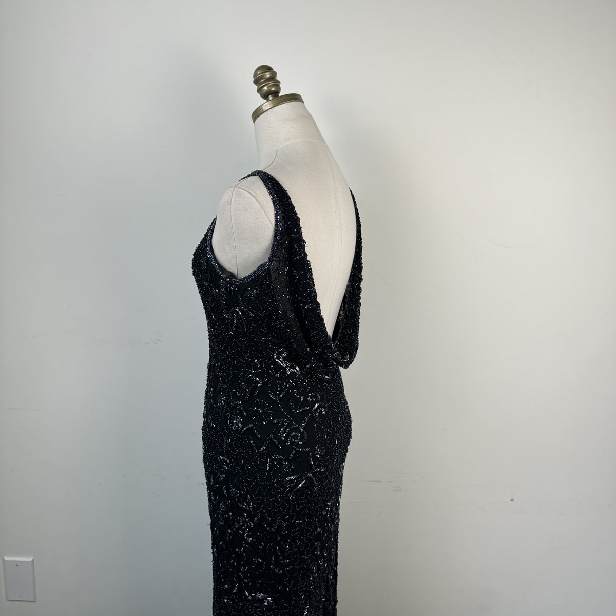 Vintage After Six Beaded Chiffon Backless High Neck Maxi Dress – view 8