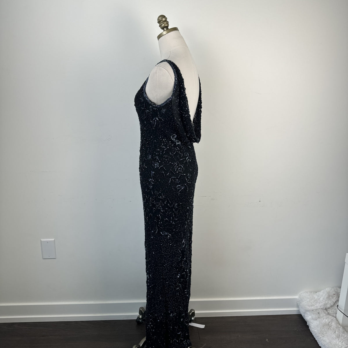 Vintage After Six Beaded Chiffon Backless High Neck Maxi Dress – view 9