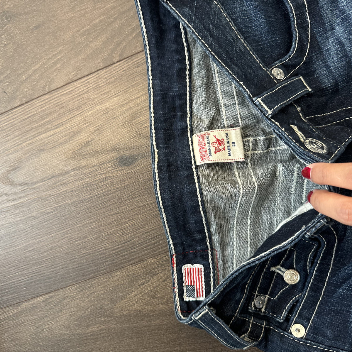 True Religion Dark Wash Low Rise Bootcut Jeans – view 5