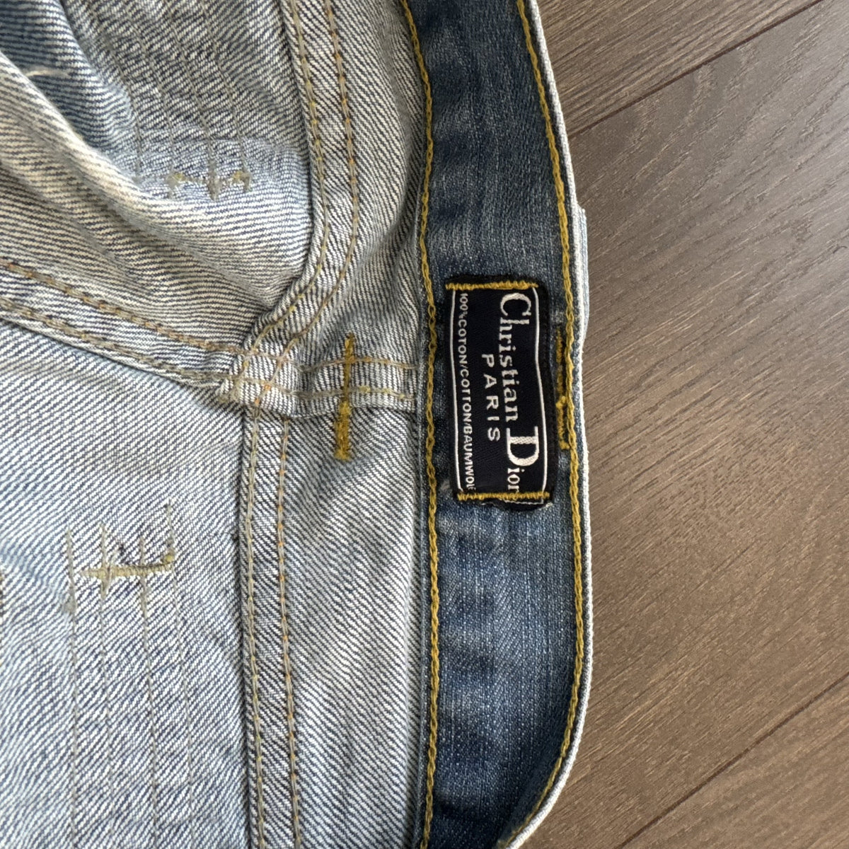 Vintage Christian Dior Low Rise Straight Cut Embroidered Distressed Jeans – view 8