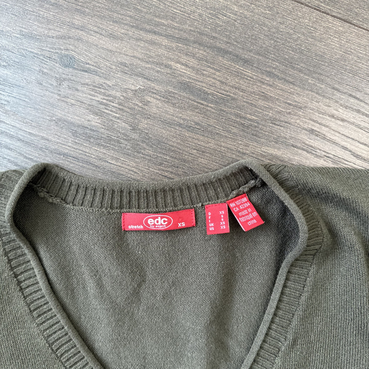 Y2K EDC by Esprit Olive Khaki Fitted Logo Knit Sweater – view 8