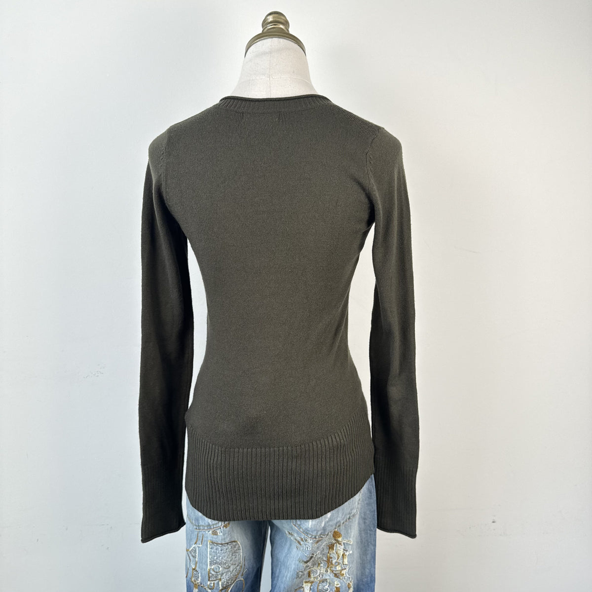Y2K EDC by Esprit Olive Khaki Fitted Logo Knit Sweater – view 6