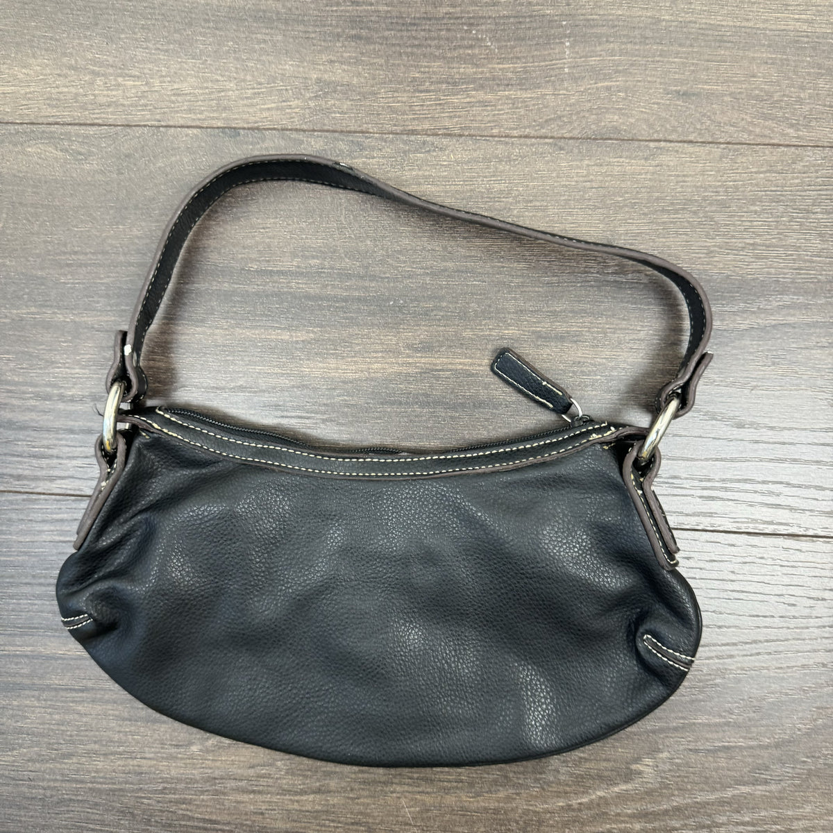 Vintage Nine West Black Leather Mini Shoulder Bag with Silver Buckle – view 9