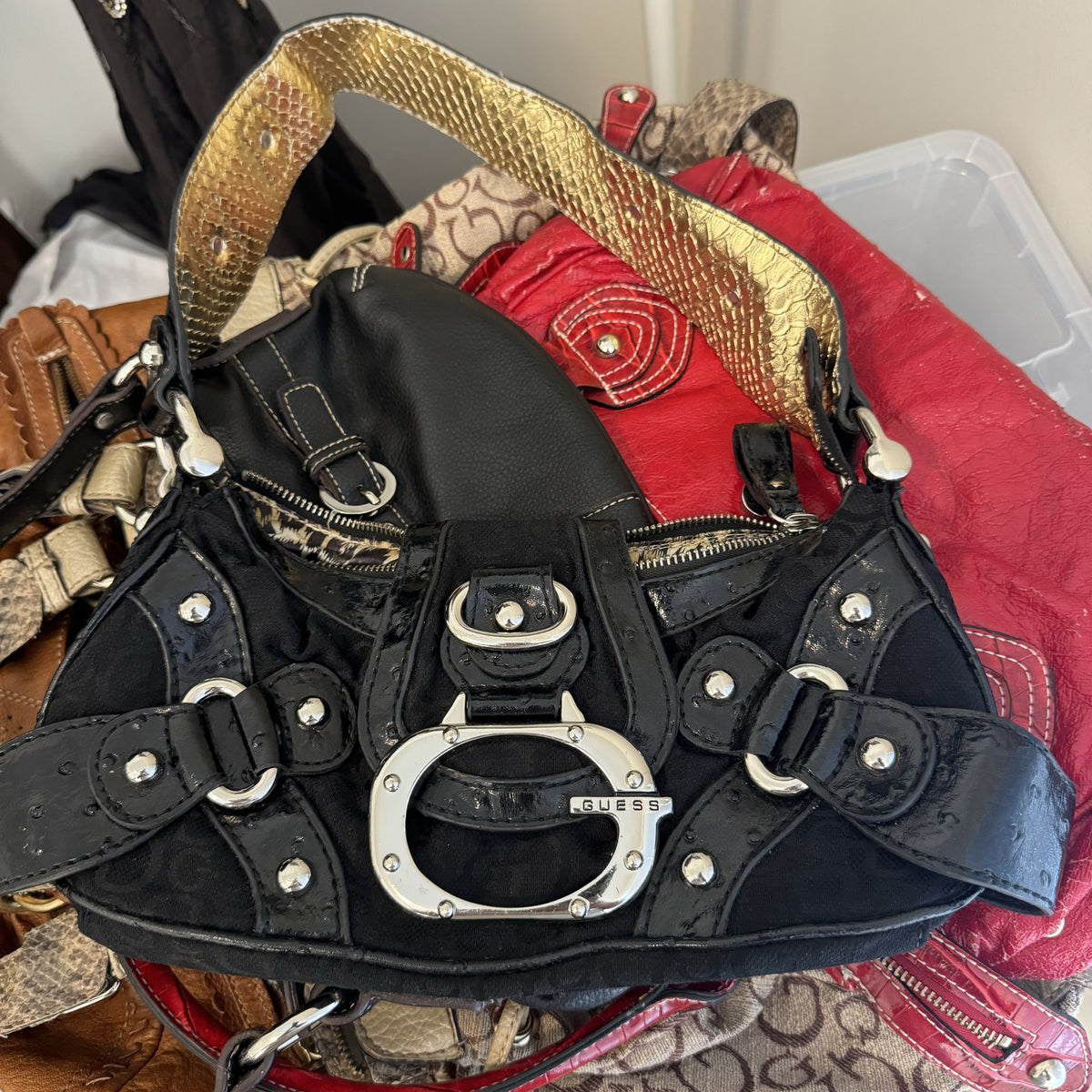 Vintage Y2K Guess Silver Studded Buckle Shoulder Bag – view 10