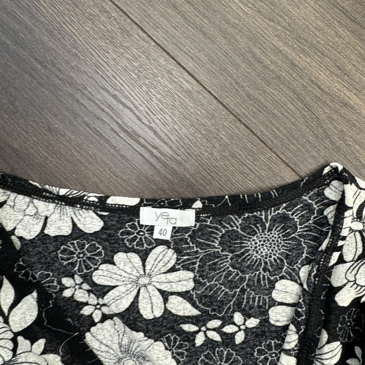 Vintage Yera Black Floral Mesh Babydoll Bell Sleeve Top – view 6
