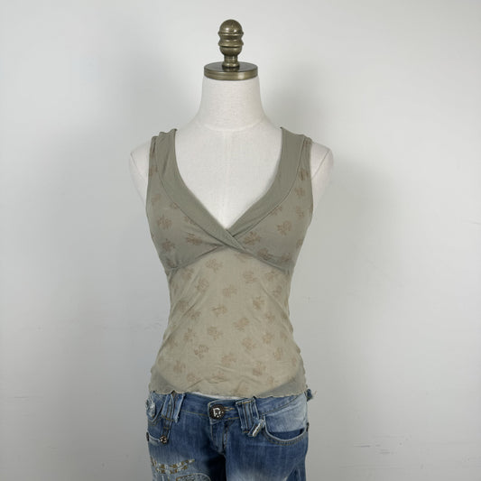 Y2K Ojay Sage Green Wrap Bust Top