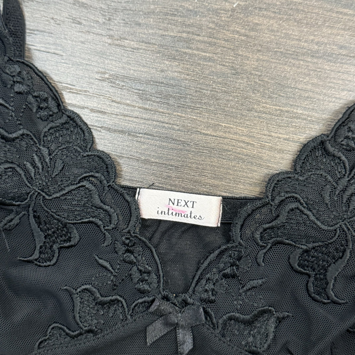 Y2K Black Mesh and Lace Fitted Cami Top with Bow Detail – view 6