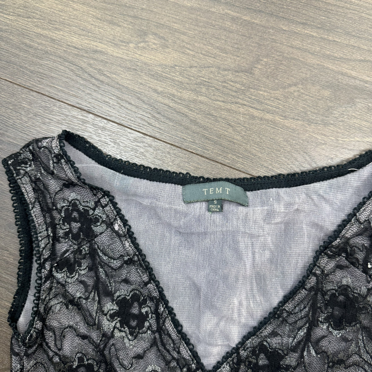 Vintage Purple & Black Lace Mesh Wrap Bust Babydoll Top – view 6