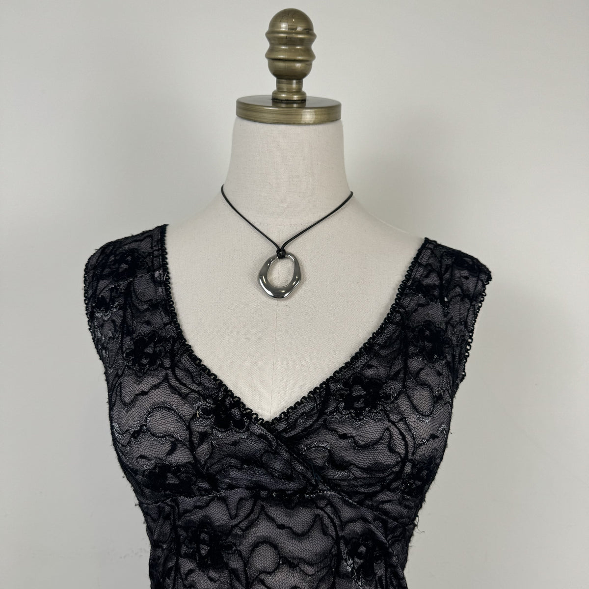 Vintage Purple & Black Lace Mesh Wrap Bust Babydoll Top – view 7