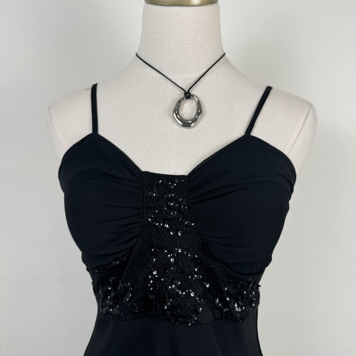 Y2K Fashionfair Black Chiffon Sequin Babydoll Cami – view 9