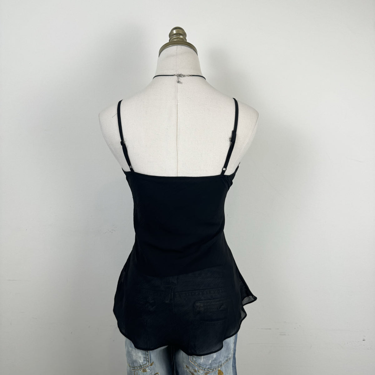 Y2K Fashionfair Black Chiffon Sequin Babydoll Cami – view 5