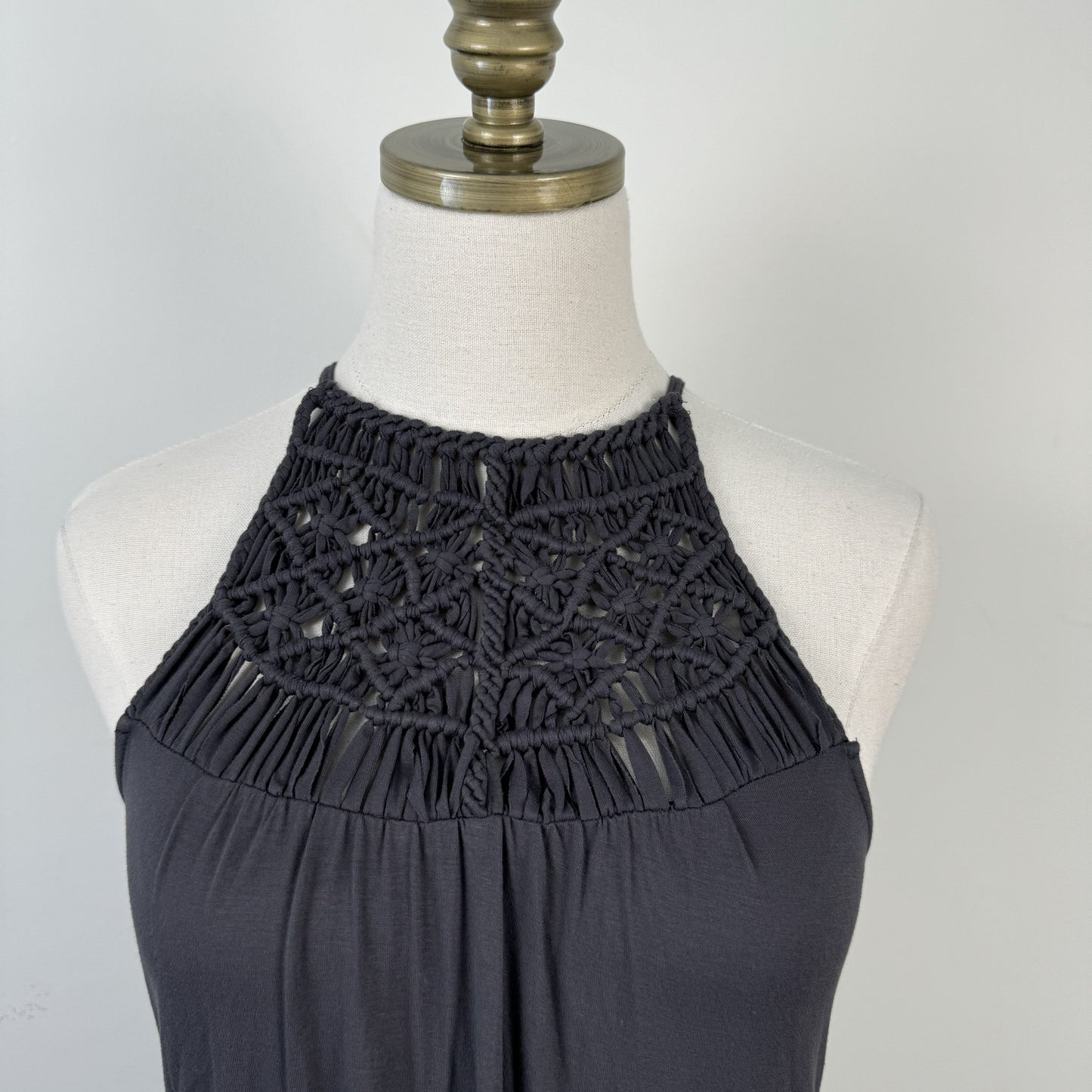 Dark Grey Crochet Halter Neck Top – view 7