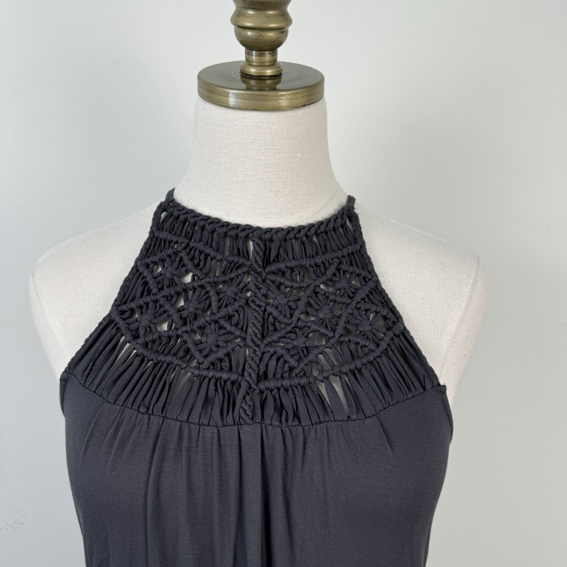 Dark Grey Crochet Halter Neck Top – view 7