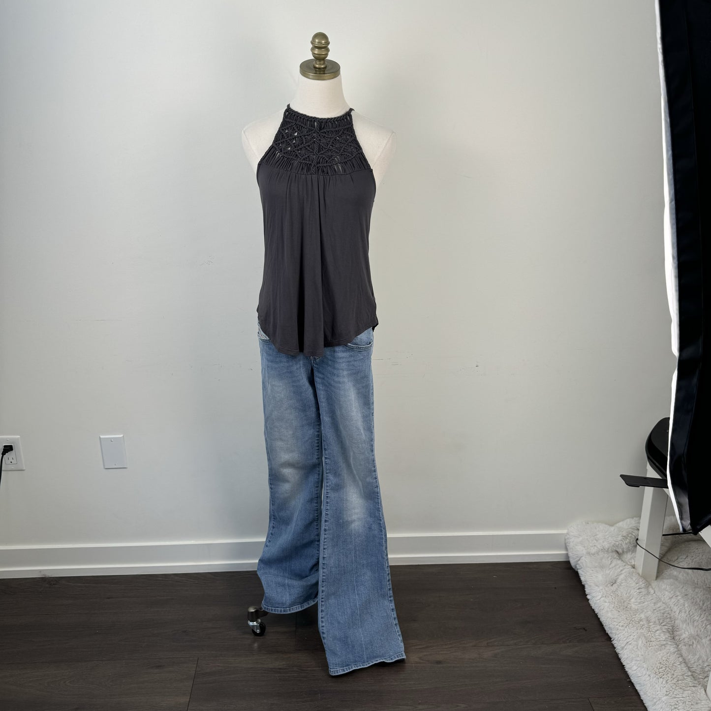 Dark Grey Crochet Halter Neck Top – view 8