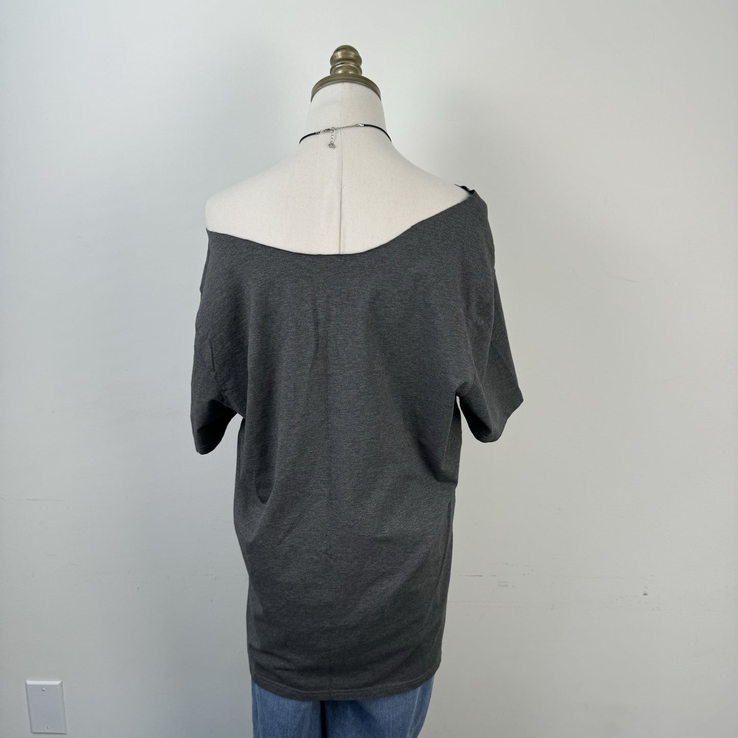 Dark Grey Oversized Off Shoulder Top – view 7