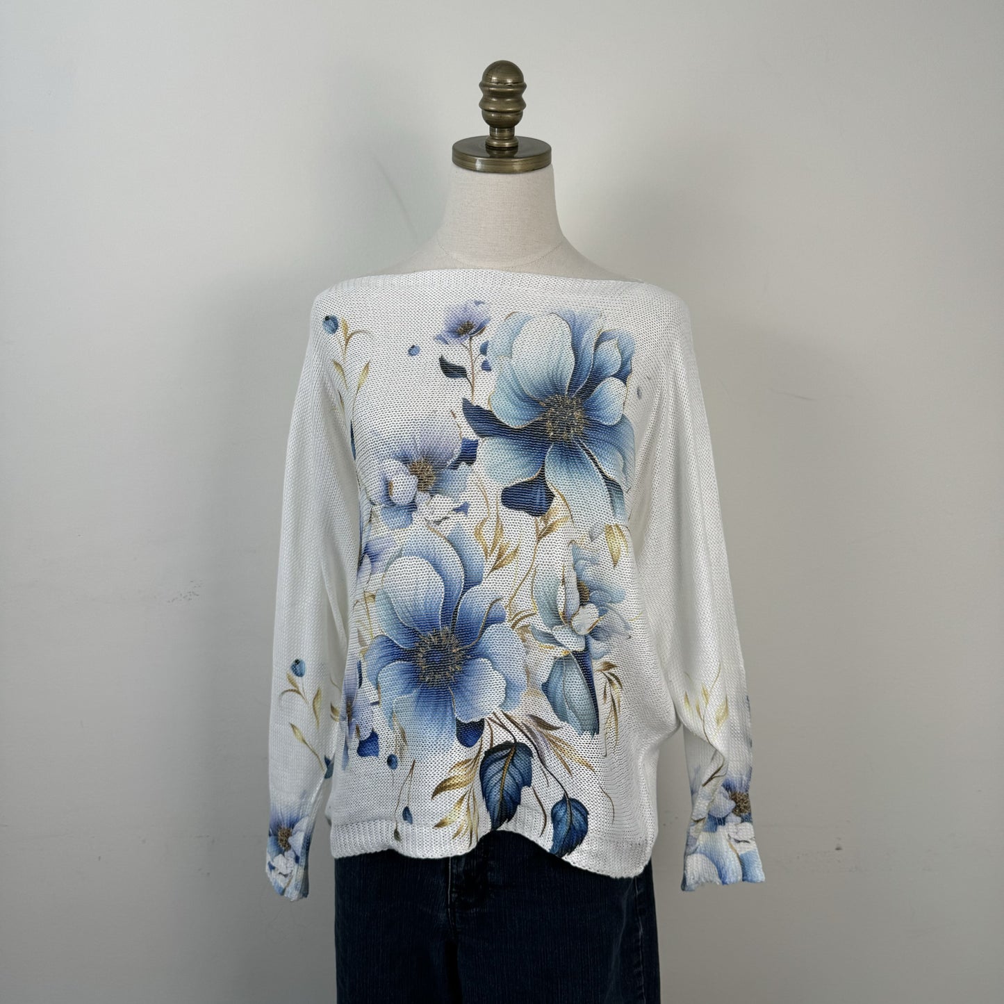 White Off Shoulder Dolman Sweater – view 1